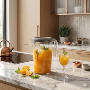 دورق عصير أكريليك عالي الجودة شفاف مع غطاء، 2.6 لتر