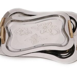 طقم صواني تقديم ستانلس ستيل مقاوم للصدأ - 2 قطعة