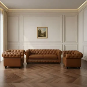 طقم انترية جلد مكتبى بني