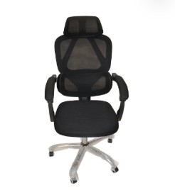 كرسي مكتبي بظهر شبكي ومسند رأس، أسود