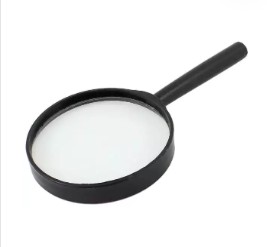 عدسة مكبرة 90 مم بمقبض بلاستيكي، أسود شفاف