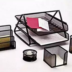 Stainless desk set, 5 pieces, 3 floors, black, 2214